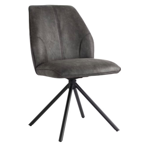 Criks Design Nova Draaibare Eetkamerstoel - 180° Draaibaar - Eco-Rundleder - Anthracite (2 stuks)