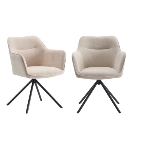 Criks Design Preston Draaibare Eetkamerstoel - 180° draaibaar - Beige (2-pack) Tweedehands