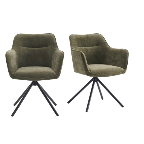 Criks Design Preston - Draaibare eetkamerstoel - 180° draaibaar - green (2 stuks)