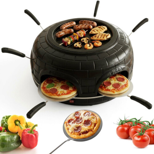 CuisineKing G1 - 3-in-1 Pizza Grill Oven - Raclette Grill en Mini-pizza's - Zwart Tweedehands