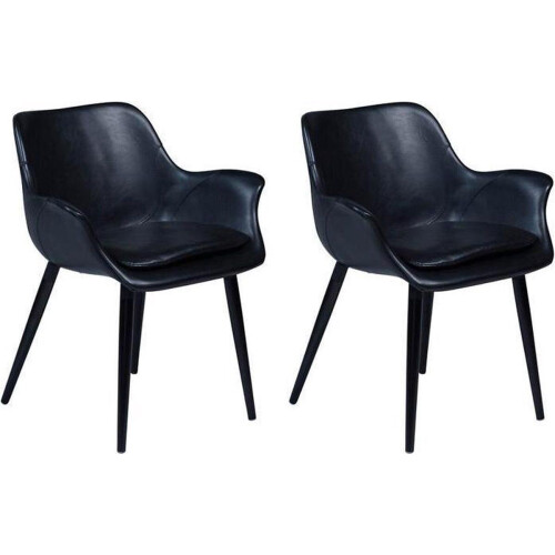 Dan-Form Combino Stoel - Eetkamerstoel - Zwart Kunstleer - Set van 2 (2 stuks)