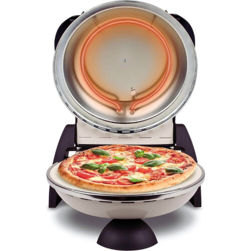 Delizia G1000617 - Elektrische Pizzaoven - Tot 400 Graden Met Vuurvaste Natuursteen - Wit