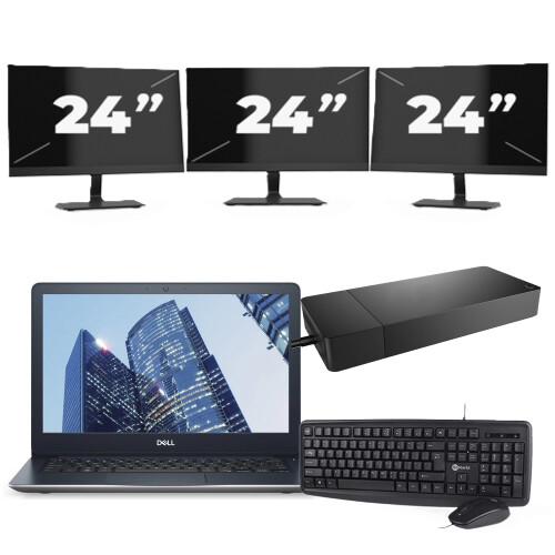 Dell Inspiron 5370 - Intel Core i3-7e Generatie - 13 inch - 8GB RAM - 256GB SSD - Windows 11 Home + 3x 24 inch Monitor Tweedehands