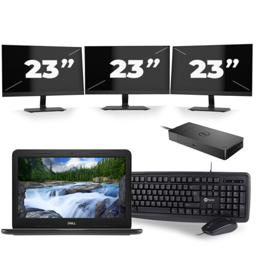 Dell Latitude 3300 - Intel Core i3-7e Generatie - 13 inch - 8GB RAM - 256GB SSD - Windows 11 + 3x 23 inch Monitor Tweedehands