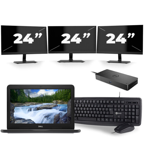 Dell Latitude 3300 - Intel Core i3-7e Generatie - 13 inch - 8GB RAM - 256GB SSD - Windows 11 + 3x 24 inch Monitor Tweedehands
