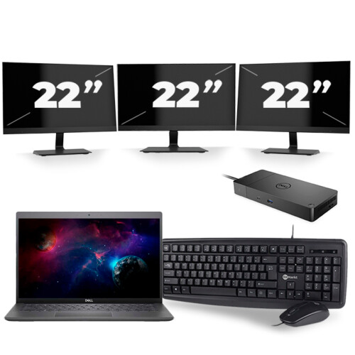 Dell Latitude 3301 - Intel Core i5-8e Generatie - 13 inch - 8GB RAM - 256GB SSD - Windows 11 + 3x 22 inch Monitor Tweedehands
