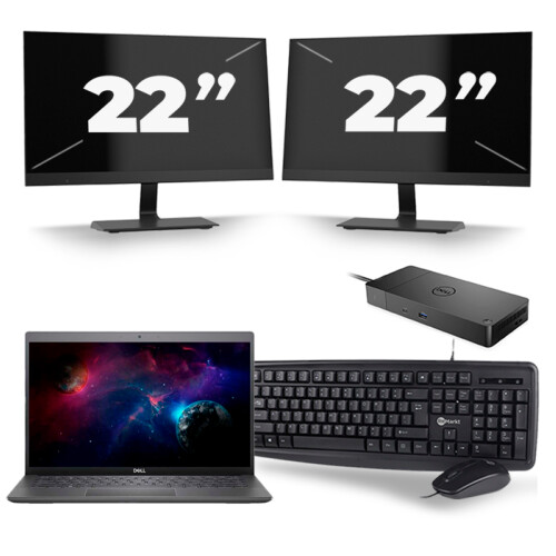 Dell Latitude 3301 - Intel Core i5-8e Generatie - 13 inch - 8GB RAM - 256GB SSD - Windows 11 + 2x 22 inch Monitor Tweedehands