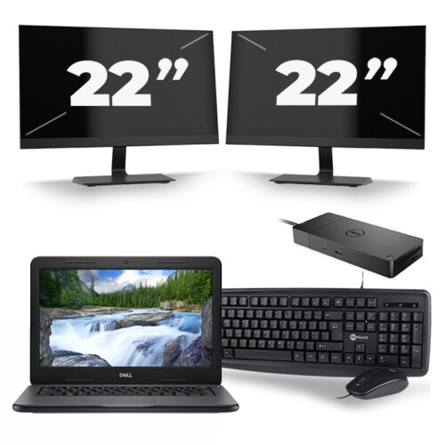 Dell Latitude 3310 - Intel Core i3-8e Generatie - 13 inch - 8GB RAM - 256GB SSD - Windows 11 + 2x 22 inch Monitor Tweedehands