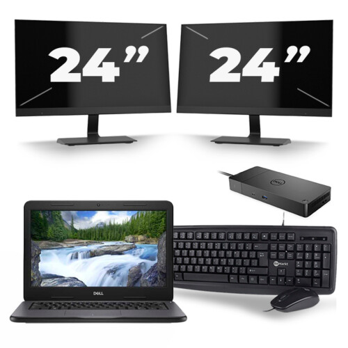 Dell Latitude 3310 - Intel Core i3-8e Generatie - 13 inch - 8GB RAM - 256GB SSD - Windows 11 + 2x 24 inch Monitor Tweedehands