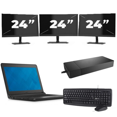Dell Latitude 3340 - Intel Core i3-12e Generatie - 13 inch - 8GB RAM - 256GB SSD - Windows 11 Home + 3x 24 inch Monitor Tweedehands