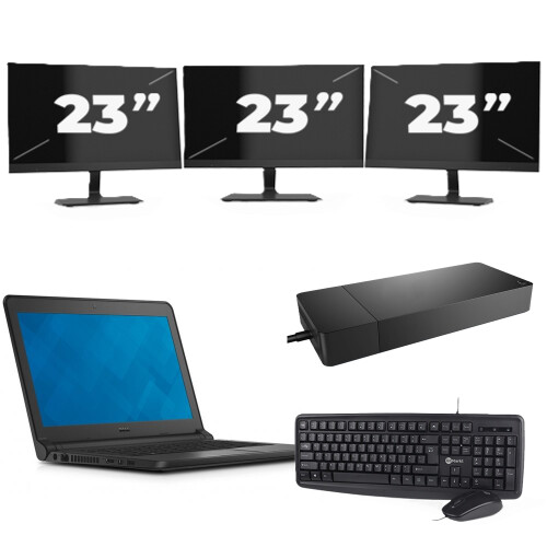Dell Latitude 3340 - Intel Core i3-12e Generatie - 13 inch - 8GB RAM - 256GB SSD - Windows 11 Home + 3x 23 inch Monitor Tweedehands