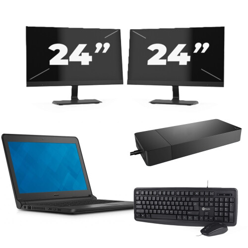 Dell Latitude 3340 - Intel Core i3-12e Generatie - 13 inch - 8GB RAM - 256GB SSD - Windows 11 Home + 2x 24 inch Monitor Tweedehands