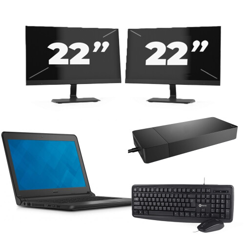 Dell Latitude 3340 - Intel Core i3-12e Generatie - 13 inch - 8GB RAM - 256GB SSD - Windows 11 Home + 2x 22 inch Monitor Tweedehands
