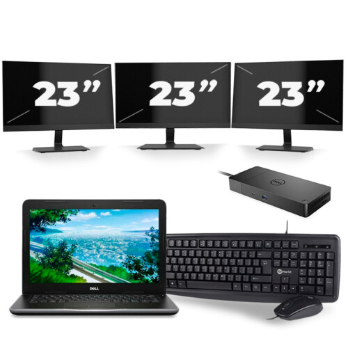 Dell Latitude 3380 - Intel Core i3-6e Generatie - 13 inch - 8GB RAM - 256GB SSD - Windows 11 + 3x 23 inch Monitor Tweedehands