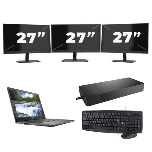 Dell Latitude 3410 - Intel Core i5-10e Generatie - 14 inch - 8GB RAM - 256GB SSD - Windows 11 Home + 3x 27 inch Monitor Tweedehands