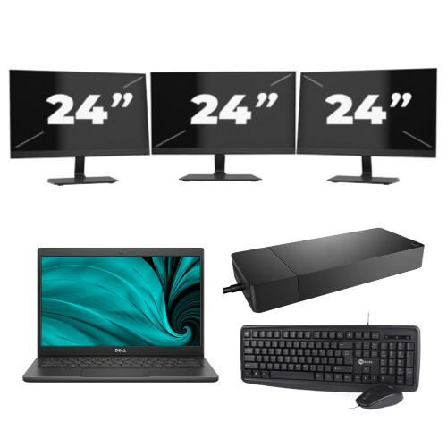 Dell Latitude 3420 - Intel Core i3-11e Generatie - 14 inch - 8GB RAM - 256GB SSD - Windows 11 Home + 3x 24 inch Monitor Tweedehands