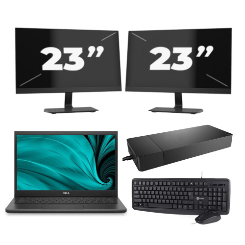 Dell Latitude 3430 - Intel Core i3-12e Generatie - 14 inch - 8GB RAM - 256GB SSD - Windows 11 Home + 2x 23 inch Monitor Tweedehands