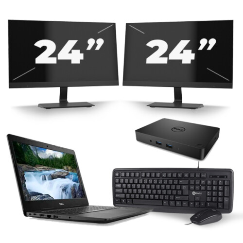 Dell Latitude 3490 - Intel Core i5-8e Generatie - 14 inch - 16GB RAM - 256GB SSD - Windows 11 + 2x 24 inch Monitor Tweedehands