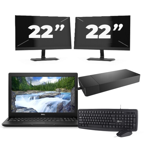Dell Latitude 3500 - Intel Core i5-8e Generatie - 15 inch - 8GB RAM - 256GB SSD - Windows 11 Home + 2x 22 inch Monitor Tweedehands