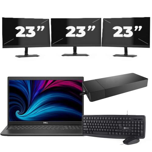 Dell Latitude 3520 - Intel Core i5-11e Generatie - 15 inch - 8GB RAM - 256GB SSD - Windows 11 Home + 3x 23 inch Monitor Tweedehands