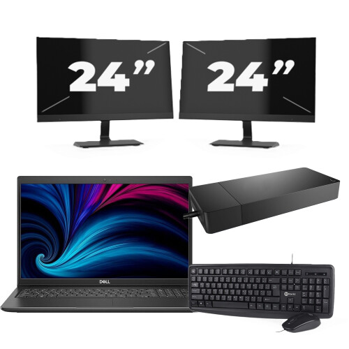 Dell Latitude 3520 - Intel Core i5-11e Generatie - 15 inch - 8GB RAM - 256GB SSD - Windows 11 Home + 2x 24 inch Monitor Tweedehands
