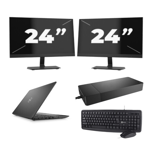 Dell Latitude 3590 - Intel Core i3-7e Generatie - 15 inch - 8GB RAM - 256GB SSD - Windows 11 + 2x 24 inch Monitor Tweedehands