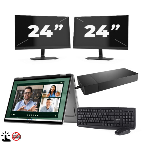 Dell Latitude 5290 2-in-1 (Zonder Toetsenbord) - Intel Core i5-8e Generatie - 12 inch - Touch - 8GB RAM - 256GB SSD - Windows 11 Home + 2x 24 inch Monitor Tweedehands