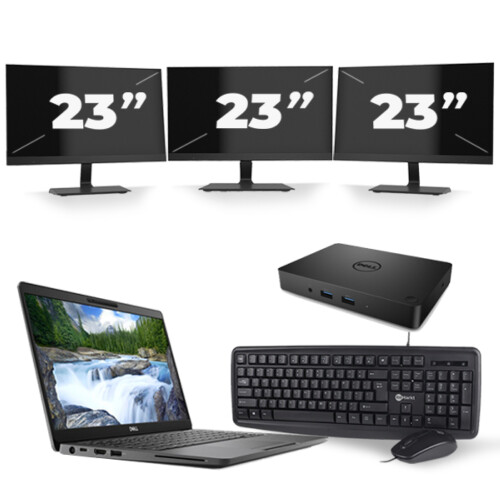 Dell Latitude 5300 - Intel Core i7-8e Generatie - 13 inch - 8GB RAM - 256GB SSD - Windows 11 + 3x 23 inch Monitor Tweedehands