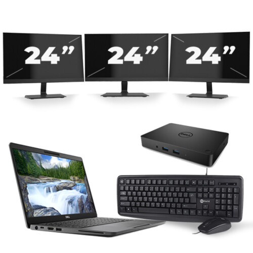 Dell Latitude 5300 - Intel Core i7-8e Generatie - 13 inch - 16GB RAM - 256GB SSD - Windows 11 + 3x 24 inch Monitor Tweedehands