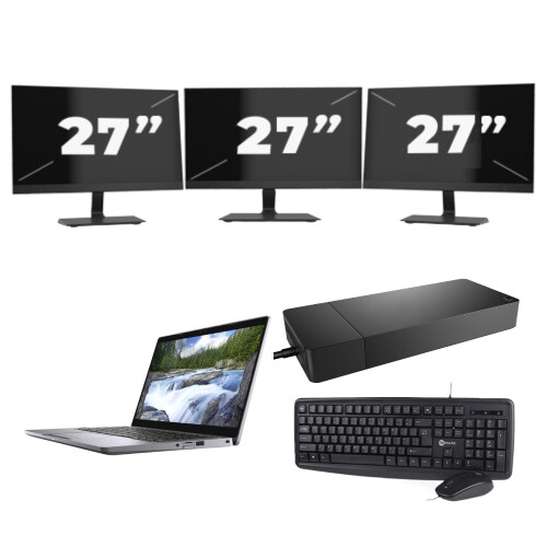 Dell Latitude 5310 - Intel Core i5-10e Generatie - 13 inch - 8GB RAM - 256GB SSD - Windows 11 Home + 3x 27 inch Monitor Tweedehands