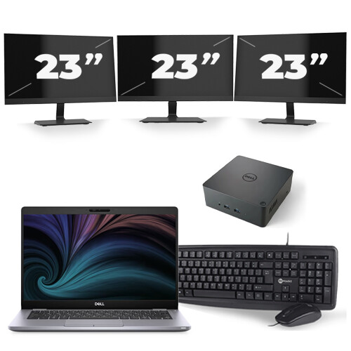 Dell Latitude 5310 - Intel Core i7-10e Generatie - 13 inch - 16GB RAM - 256GB SSD - Windows 11 + 3x 23 inch Monitor Tweedehands
