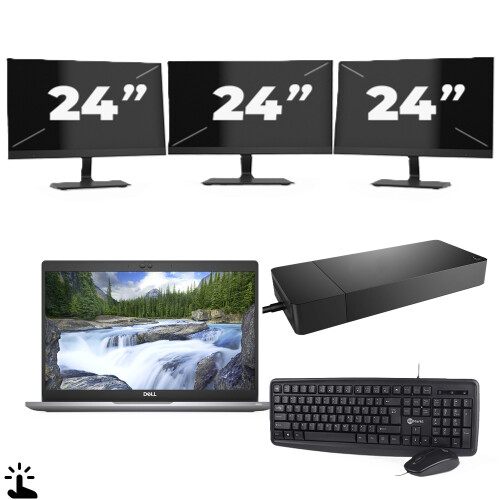 Dell Latitude 5320 - Intel Core i5-11e Generatie - 13 inch - Touch - 16GB RAM - 256GB SSD - Windows 11 Home + 3x 24 inch Monitor Tweedehands