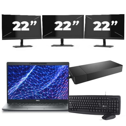 Dell Latitude 5330 - Intel Core i7-12e Generatie - 13 inch - 16GB RAM - 256GB SSD - Windows 11 Home + 3x 22 inch Monitor Tweedehands