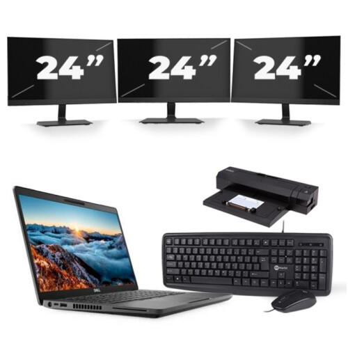 Dell Latitude 5400 - Intel Core i5-8e Generatie - 14 inch - 16GB RAM - 256GB SSD - Windows 11 + 3x 24 inch Monitor Tweedehands