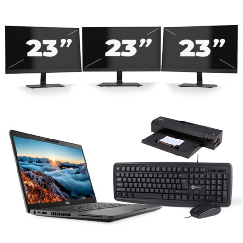 Dell Latitude 5400 - Intel Core i5-8e Generatie - 14 inch - 16GB RAM - 256GB SSD - Windows 11 + 3x 23 inch Monitor Tweedehands