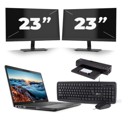 Dell Latitude 5400 - Intel Core i5-8e Generatie - 14 inch - 16GB RAM - 256GB SSD - Windows 11 + 2x 23 inch Monitor Tweedehands