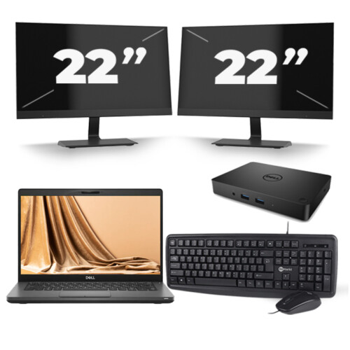 Dell Latitude 5401 - Intel Core i5-9e Generatie - 14 inch - 8GB RAM - 256GB SSD - Windows 11 + 2x 22 inch Monitor Tweedehands