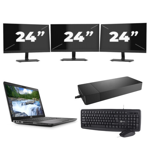 Dell Latitude 5401 - Intel Core i7-9e Generatie - 14 inch - 8GB RAM - 256GB SSD - Windows 11 + 3x 24 inch Monitor Tweedehands