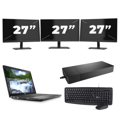 Dell Latitude 5401 - Intel Core i7-9e Generatie - 14 inch - 8GB RAM - 256GB SSD - Windows 11 Home + 3x 27 inch Monitor Tweedehands