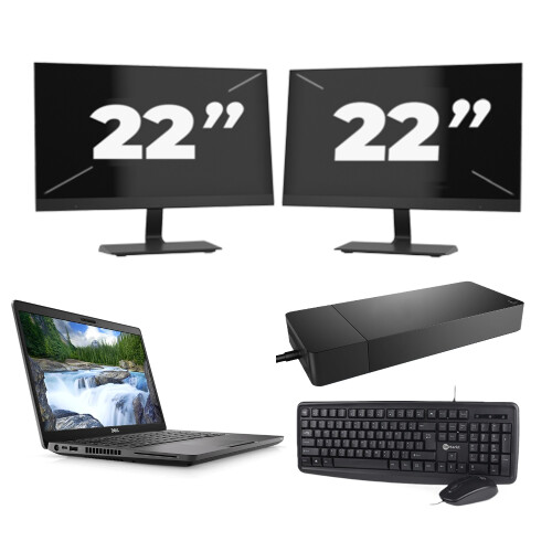 Dell Latitude 5401 - Intel Core i7-9e Generatie - 14 inch - 8GB RAM - 256GB SSD - Windows 11 + 2x 22 inch Monitor Tweedehands
