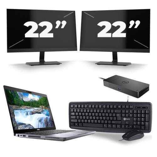 Dell Latitude 5410 - Intel Core i5-10e Generatie - 14 inch - 8GB RAM - 256GB SSD - Windows 11 + 2x 22 inch Monitor Tweedehands