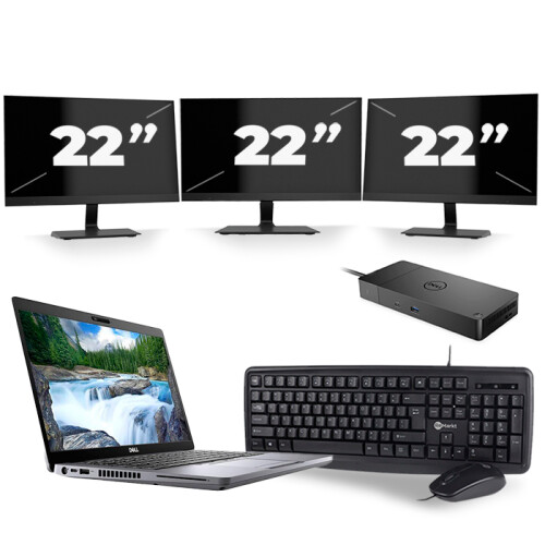 Dell Latitude 5410 - Intel Core i7-10e Generatie - 14 inch - 16GB RAM - 256GB SSD - Windows 11 + 3x 22 inch Monitor Tweedehands