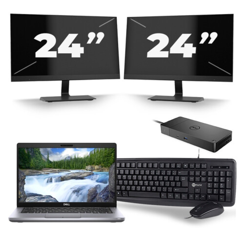 Dell Latitude 5411 - Intel Core i5-10e Generatie - 14 inch - 8GB RAM - 256GB SSD - Windows 11 + 2x 24 inch Monitor Tweedehands