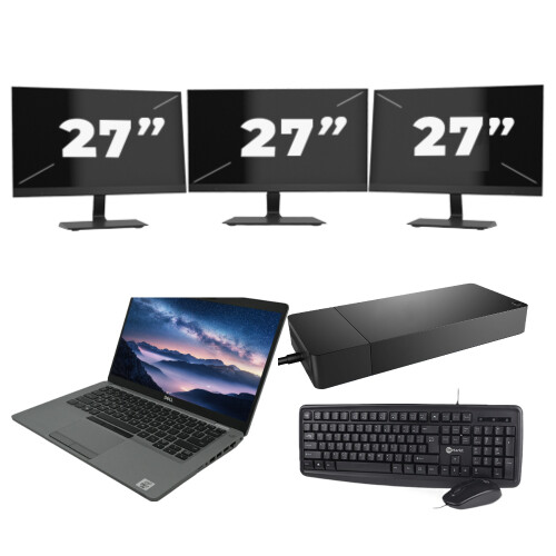 Dell Latitude 5411 - Intel Core i7-10e Generatie - 14 inch - 16GB RAM - 512GB SSD - Windows 11 Home + 3x 27 inch Monitor Tweedehands