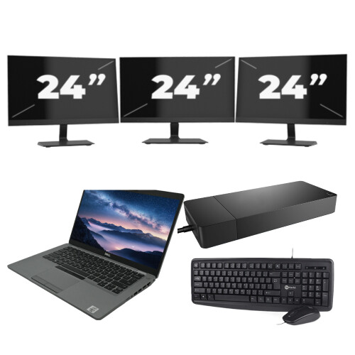 Dell Latitude 5411 - Intel Core i7-10e Generatie - 14 inch - 8GB RAM - 256GB SSD - Windows 11 + 3x 24 inch Monitor Tweedehands