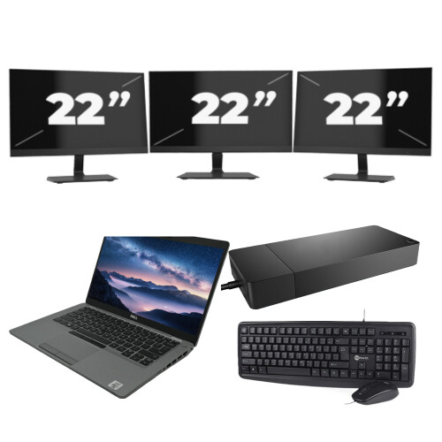 Dell Latitude 5411 - Intel Core i7-10e Generatie - 14 inch - 8GB RAM - 256GB SSD - Windows 11 + 3x 22 inch Monitor Tweedehands