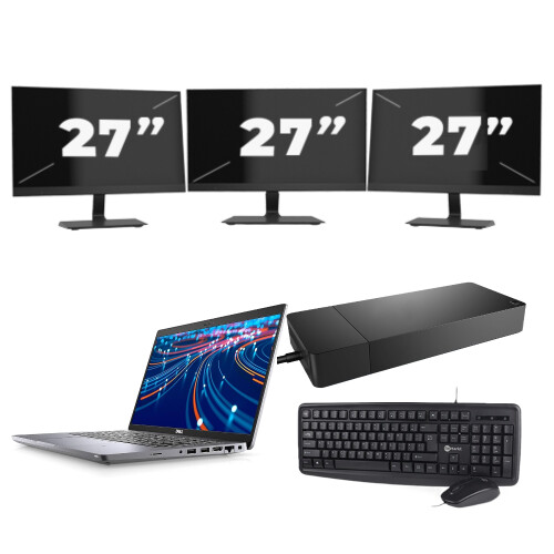 Dell Latitude 5420 - Intel Core i3-11e Generatie - 14 inch - 16GB RAM - 512GB SSD - Windows 11 Home + 3x 27 inch Monitor Tweedehands