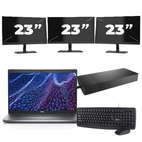 Dell Latitude 5430 - Intel Core i3-12e Generatie - 14 inch - 8GB RAM - 256GB SSD - Windows 11 Home + 3x 23 inch Monitor Tweedehands