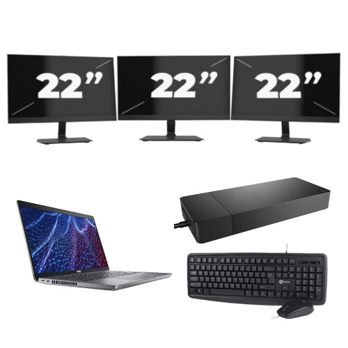Dell Latitude 5430 - Intel Core i3-12e Generatie - 14 inch - 8GB RAM - 256GB SSD - Windows 11 Home + 3x 22 inch Monitor Tweedehands