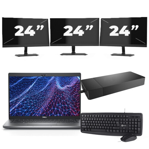 Dell Latitude 5430 - Intel Core i3-12e Generatie - 14 inch - 8GB RAM - 256GB SSD - Windows 11 Home + 3x 24 inch Monitor Tweedehands